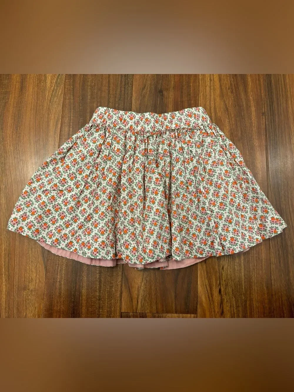 Mini Boden cream/pink/orange floral skirt - Picture 2 of 4